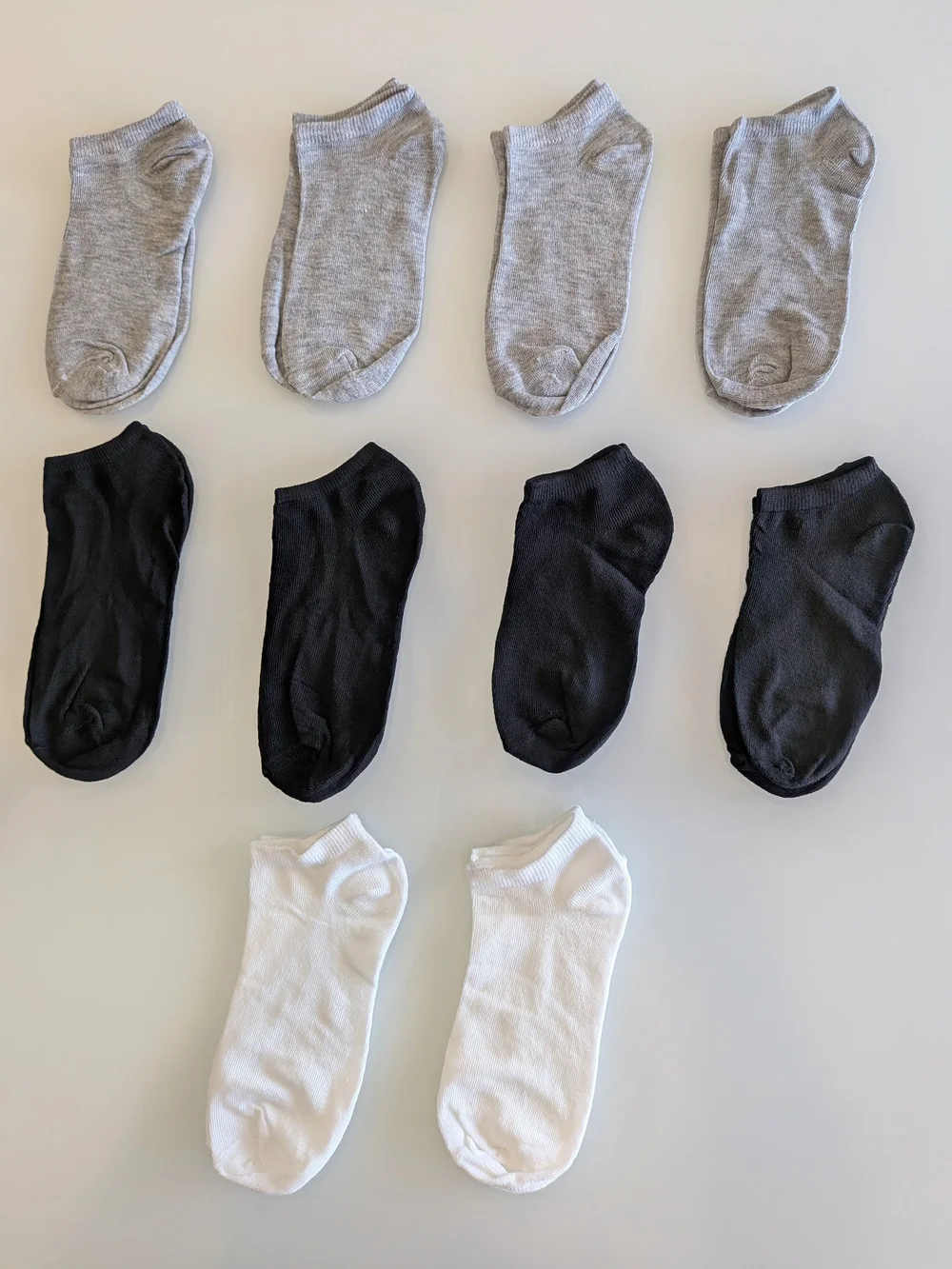 Everyday Ankle Low Cut Socks Gray, Black & White (10 Pack) Lot Bundle